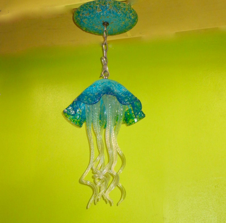 Jellyfish Pendant Light / Chandelier / Lighting / Blown Glass Etsy