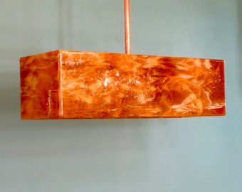 Blown Glass Chandelier / Lighting / Chandelier / Pendant Light / Art Glass Lighting / Amber & White