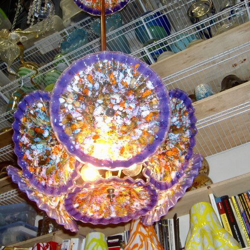 Blown Glass Flower Chandelier / Lighting / Flower Light / Etsy