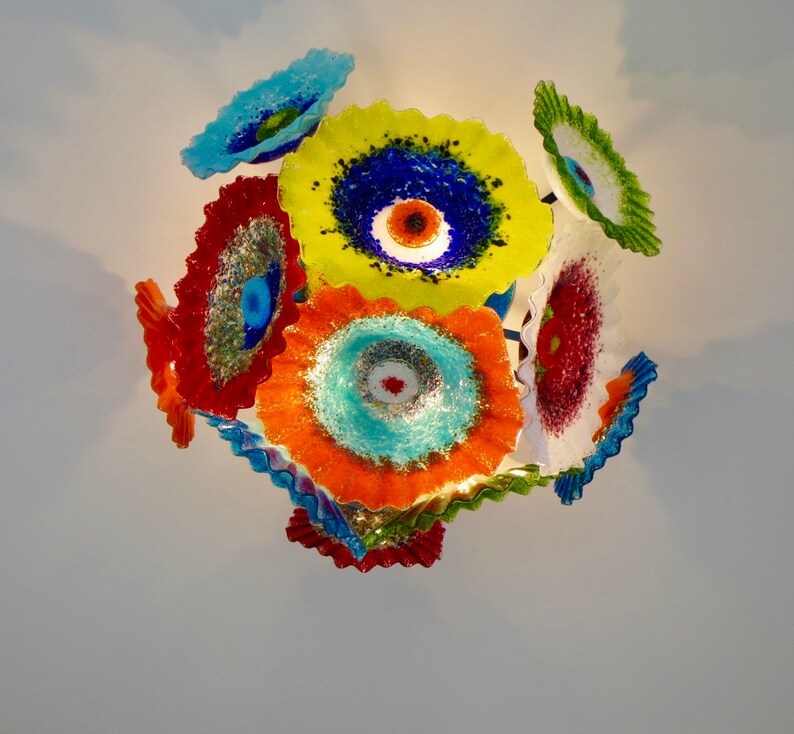 Blown Glass Flower Chandelier / Lighting / Flower Light / Multicolor Etsy