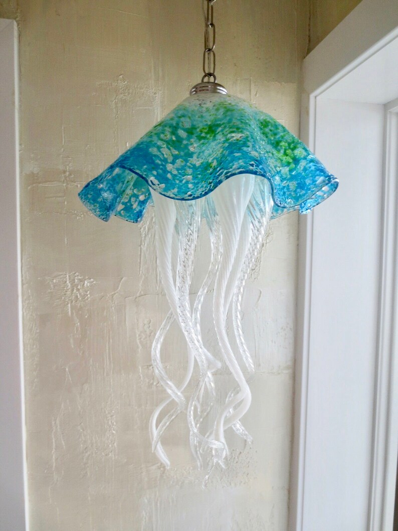 Jellyfish Pendant Light / Chandelier / Lighting / Blown Glass Etsy