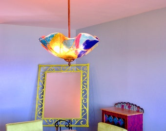 Blown Glass Chandelier / Lighting / Chandelier / Pendant Light / Abstract / Multicolor