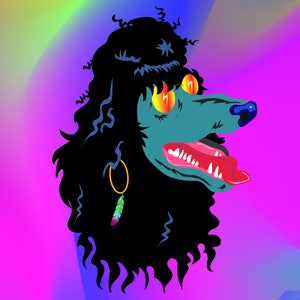 Dog Birthday Card - Dog Greeting Card - Dog Lover Card - Rock&#39;N&#39;Roll Dog - Dog Party Invite