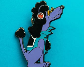 Rock'n'Roll Poodle Rocker Punk Dog Hard Enamel Pin in Jean Jacket - Hair Metal Pin