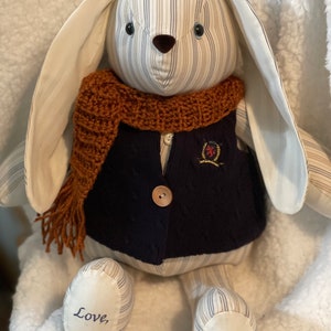 Bunny; Memory Bunny; Items made of Loved Ones clothing; Personalized Stuffed Animals; Keepsake Treasures
