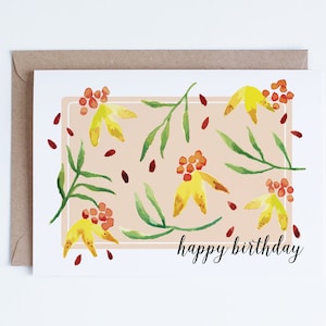 Druckbare Geburtstagskarten, Sofort Download Kartendesigns, Botanische Happy Birthday Kalligraphie Illustration, Für Sie, Herbst Geburtstag, Herbst