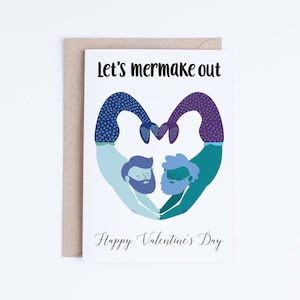 Tarjetas imprimibles del Día de San Valentín, Descarga instantánea de tarjeta de San Valentín gay, Ilustración Punny Valentine Mermen, Merman, Para novio, marido