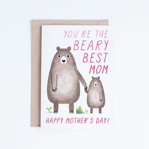 Mothers Day Cards Printable, Cute Bears Mother's Day Instant Download, Best Mom, Cards for Her, From the Baby, Kid, Child, Gifts for Her image 1