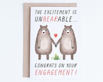 Tarjetas de compromiso imprimibles, tarjetas de boda digitales, descarga instantánea de tarjetas de felicitaciones, tarjeta de compromiso divertida, gay, lesbiana, heterosexual, osos