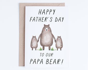 Printable Fathers Day Cards, Papa Bear Father's Day Digital Download, For Dad from the Kids, Cards For Him, Gifts for Him, Cute Bears