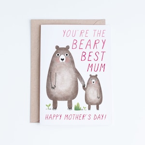 Tarjetas imprimibles para el Día de la Madre, Ositos adorables para descargar digitalmente, Mejor mamá, Día de la Madre, para ella, De bebé, Niño, Niña