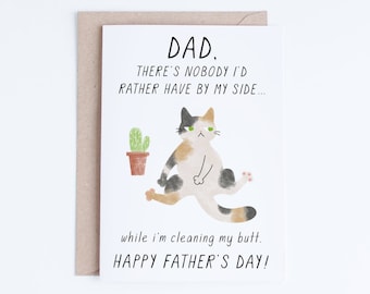 Printable Fathers Day Cards, Funny Father's Day Instant Download, From the Cat, Cards For Him, Pet Cards, Cat Dads, for Cat Lovers