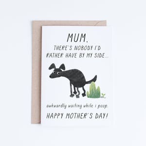 Printable Mothers Day Cards Instant Download, Funny Mother's Day Card, From the Dog, Gifts for Her, Black Dog Mums, Mothering Sunday image 1