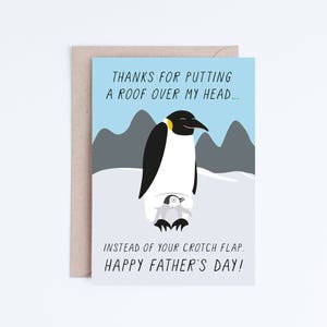 Grappige vadersdagkaarten afdrukbaar, Penguin Vaderdag digitale downloadkaarten, pinguïns, voor papa, kaarten voor hem, cadeaus voor hem, brutokaarten