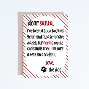 Afdrukbare kerstkaarten van de hond, afdrukbare vakantie grappige kerst, hondenvader, voor man, vriend, partner, lieve kerstman, goede jongen