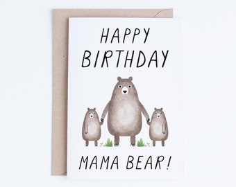 Mama Bear Birthday Card Instant Download, Printable Birthday Cards For Mother, From Children, Twins, Toddlers, Kids, Babies, For Moms, Mums