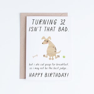 Cartes imprimables du 32e anniversaire, téléchargement instantané, carte de chien de 32e anniversaire, drôle de trente-deux anniversaire pour les amoureux des chiens, pour lui, pour elle, laboratoire