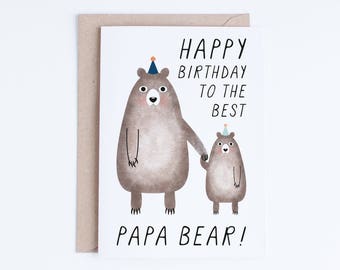 Birthday Cards for Dad Printable, Papa Bear Birthday Card Instant Download, Funny Birthday For Him, From Daughter, Son, Toddler, Kid, Baby