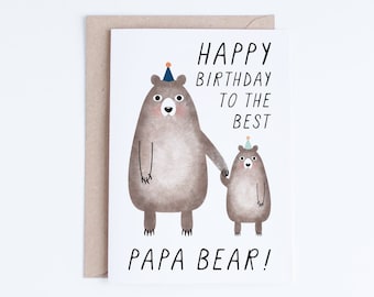 Birthday Cards for Dad Printable, Papa Bear Birthday Card Instant Download, Funny Birthday For Him, From Daughter, Son, Toddler, Kid, Baby