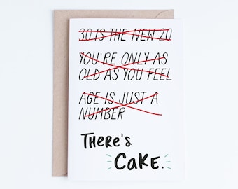 30th Birthday Cards, Printable Cards, Instant Download, 30 Birthday, Funny Thirty Birthday, For Him, For Her, Gag Gifts, There's Cake