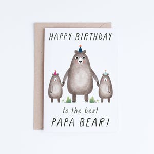 Cartes d'anniversaire pour papa imprimable, papa ours carte d'anniversaire téléchargement immédiat, anniversaire drôle pour lui, de la fille, fils, bambin, enfants, bébé