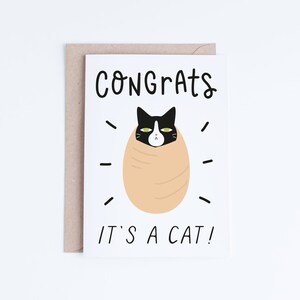 Nuevas tarjetas para gatos, tarjeta de felicitación imprimible, Purrito, tarjetas de felicitación para padres de gatos, tarjeta de adopción de gatos para mascotas, gato esmoquin, gatito nuevo