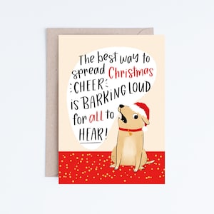 Cartões de Natal engraçados para cães, Cartões de Natal para impressão do cão, Cartão de Natal para animais de estimação, Labrador Retriever amarelo, Doggo, Natal de bebê peludo