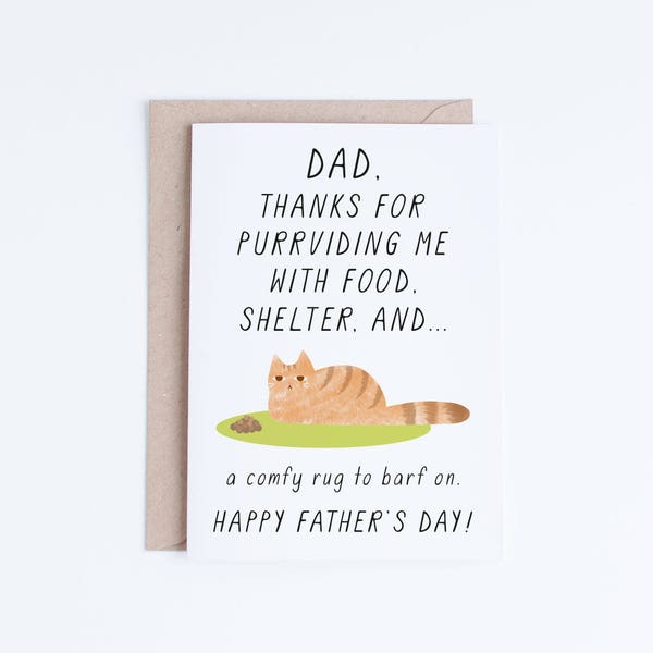 Printable Father Card, Funny Fathers Day, Cat Father's Day Instant Download, From the Orange Cat, For Him, Pet Cards, Ginger Tabby Cat Dads