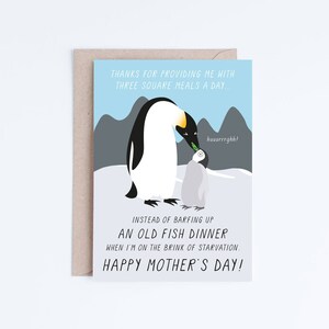 Afdrukbare Moederdagkaarten Instant Download, grappige Moederdagkaarten, pinguïns, voor moeder, kaarten voor haar, cadeaus voor haar, brutokaarten