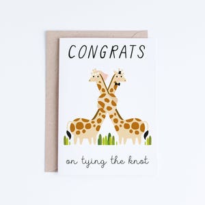 Cartes de mariage imprimables, cartes de félicitations numériques, téléchargement instantané de carte de félicitations, carte de mariage drôle, illustration mignonne, carte de girafe