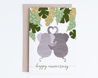 Printable Anniversary Cards, Happy Anniversary Elephants Digital, Elephant Anniversary Cards Instant Download, For Husband, For Boyfriend