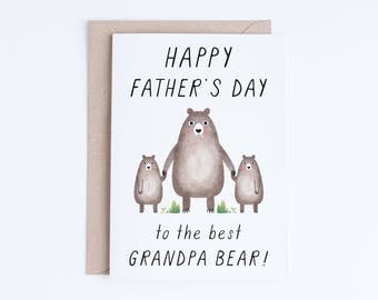 Printable Fathers Day Cards for Grandpa, Grandpa Bear Father's Day Instant Card for Grandfather, from The Grandkids, from The Grandchildren