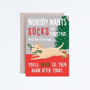 Haustier Feiertagskarte, druckbare Weihnachtskarten vom Hund, lustige Doggo-Weihnachtskarte, gelber Labrador, Hundemama, Hundepapa, Labrador, hellbrauner Hund, Socken