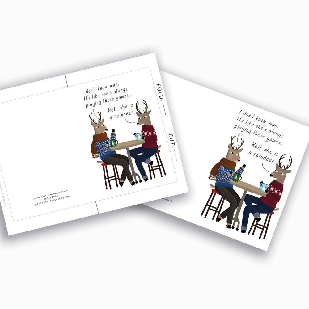 Printable Christmas Cards Funny Christmas Card Instant Download