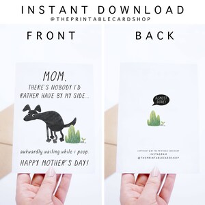 Printable Mothers Day Card Instant Download, Funny Mother's Day Card, From the Dog, Cards For Her, Gifts for Her, Black Dog Moms image 2