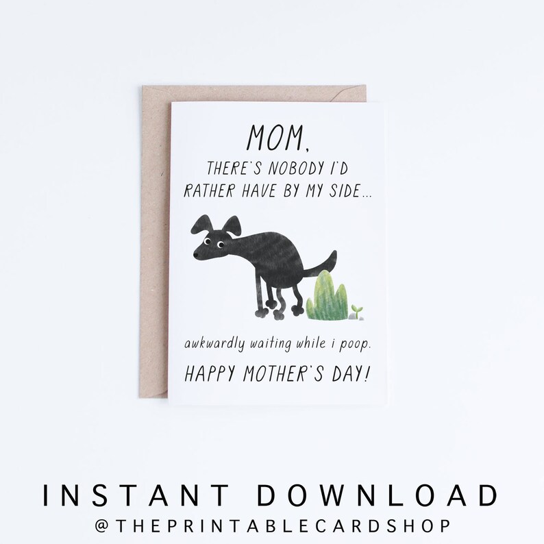 Printable Mothers Day Card Instant Download, Funny Mother's Day Card, From the Dog, Cards For Her, Gifts for Her, Black Dog Moms image 1