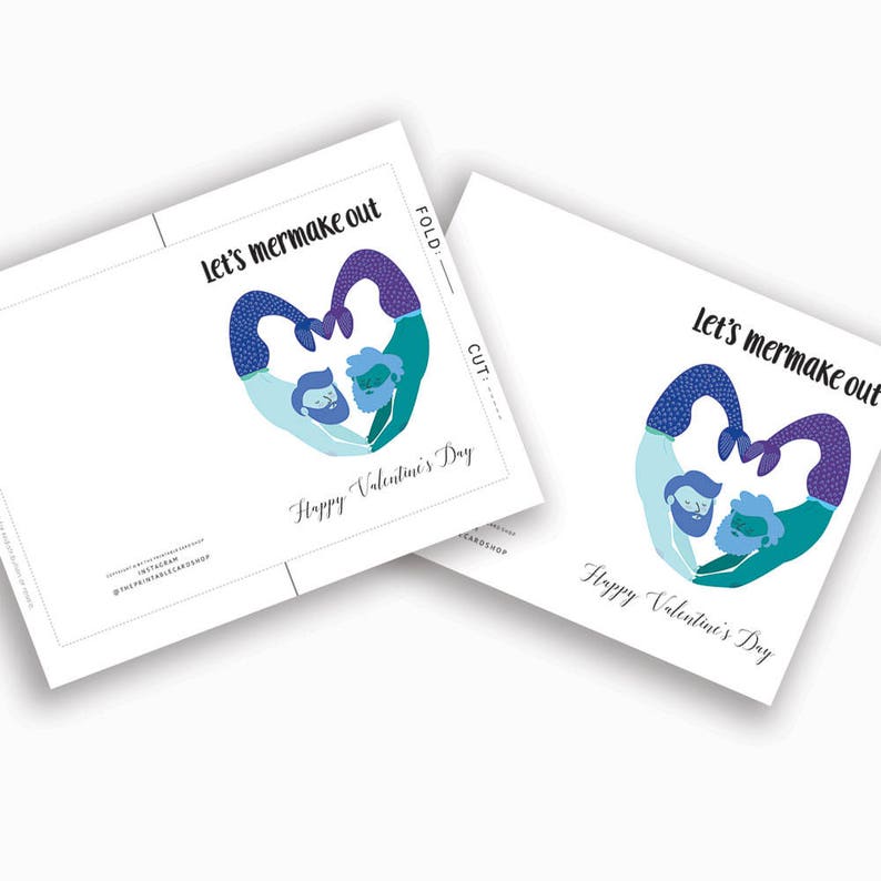 Printable Valentine s Day Cards Gay Valentines Card Instant Download Punny Valentine Mermen