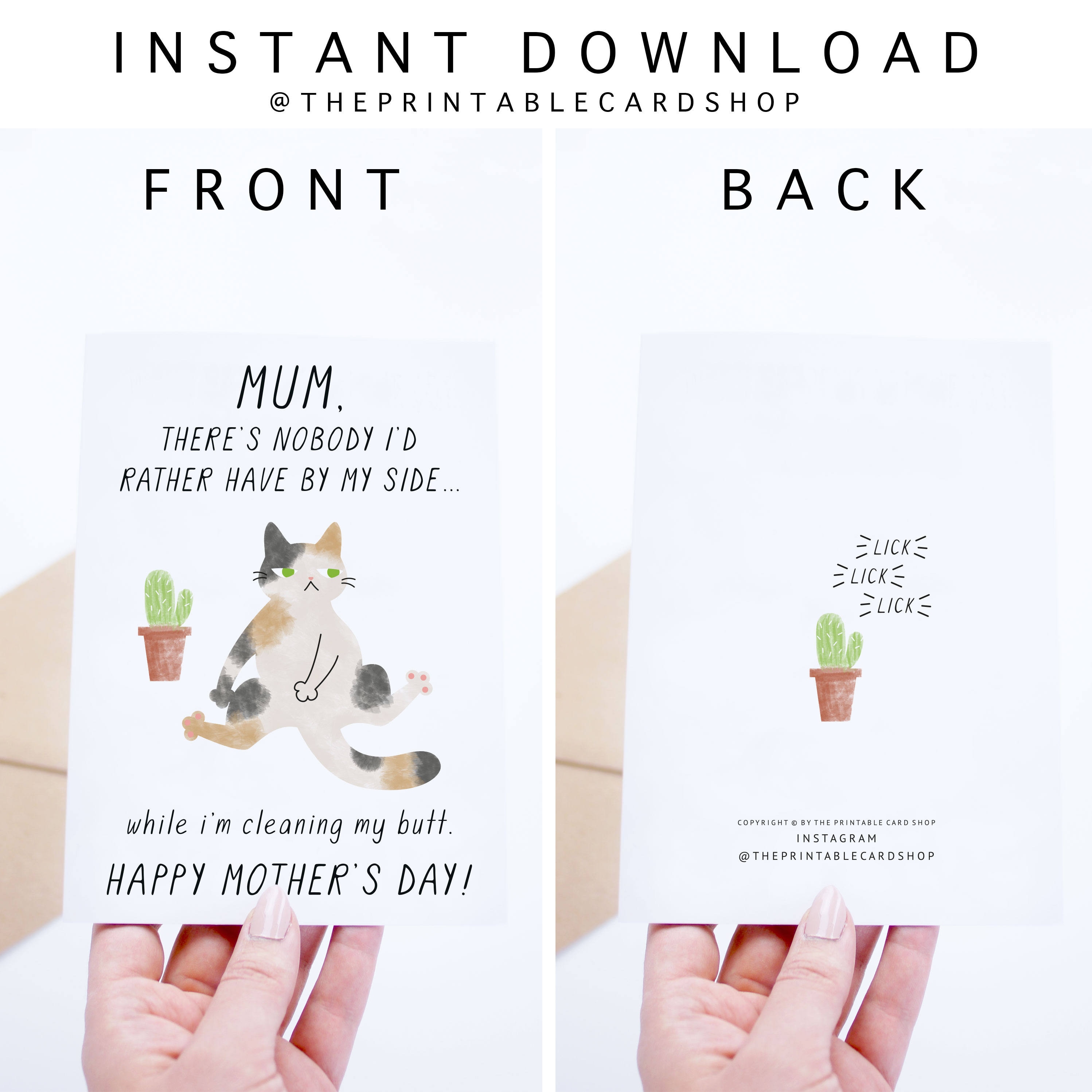Mothers Day Cards Instant Download, Funny Mother's Day Printable Card ...