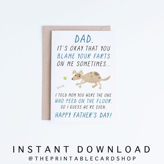 Pet Dad Printable Fathers Day Cards Instant Download Funny - Etsy