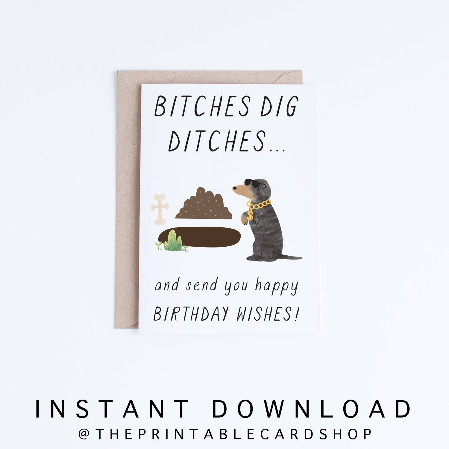 Wiener Dog Birthday Cards Instant Download, Funny Dachshund Card ...