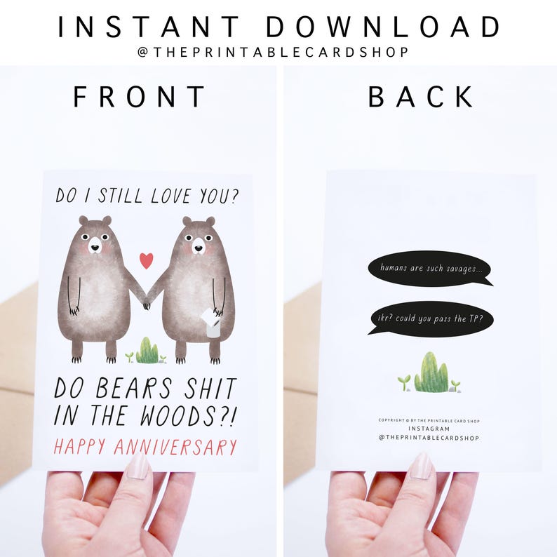 Printable Anniversary Cards, Instant Download Funny Anniversary Cards ...