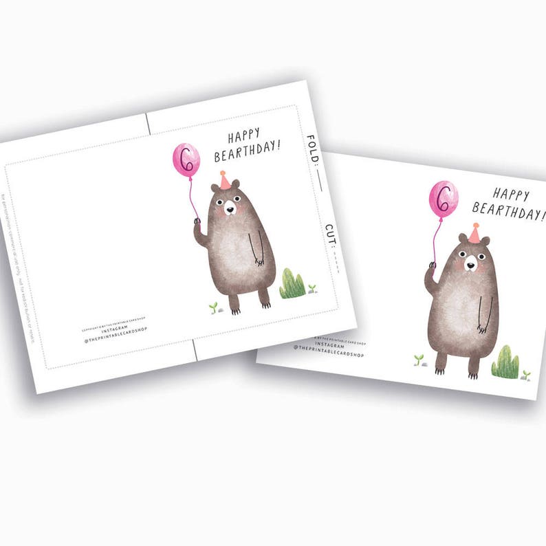 Printable 6th Birthday Cards Girls Sixth Birthday Cards - Etsy