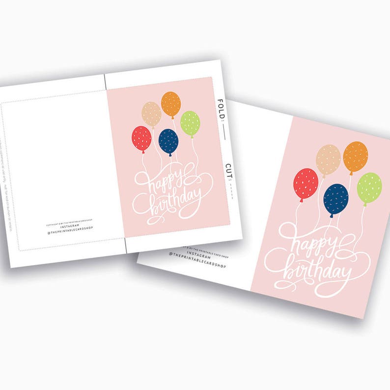 Printable Birthday Cards, Instant Download Card Designs, Happy Birthday ...