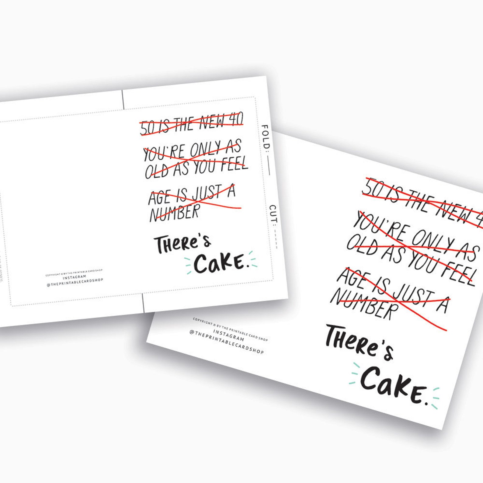 50th Birthday Cards, Printable Cards, Instant Download, 50 Birthday ...