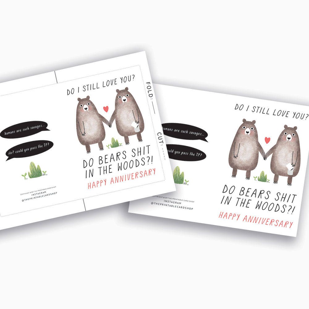 Printable Anniversary Cards, Instant Download Funny Anniversary Cards ...