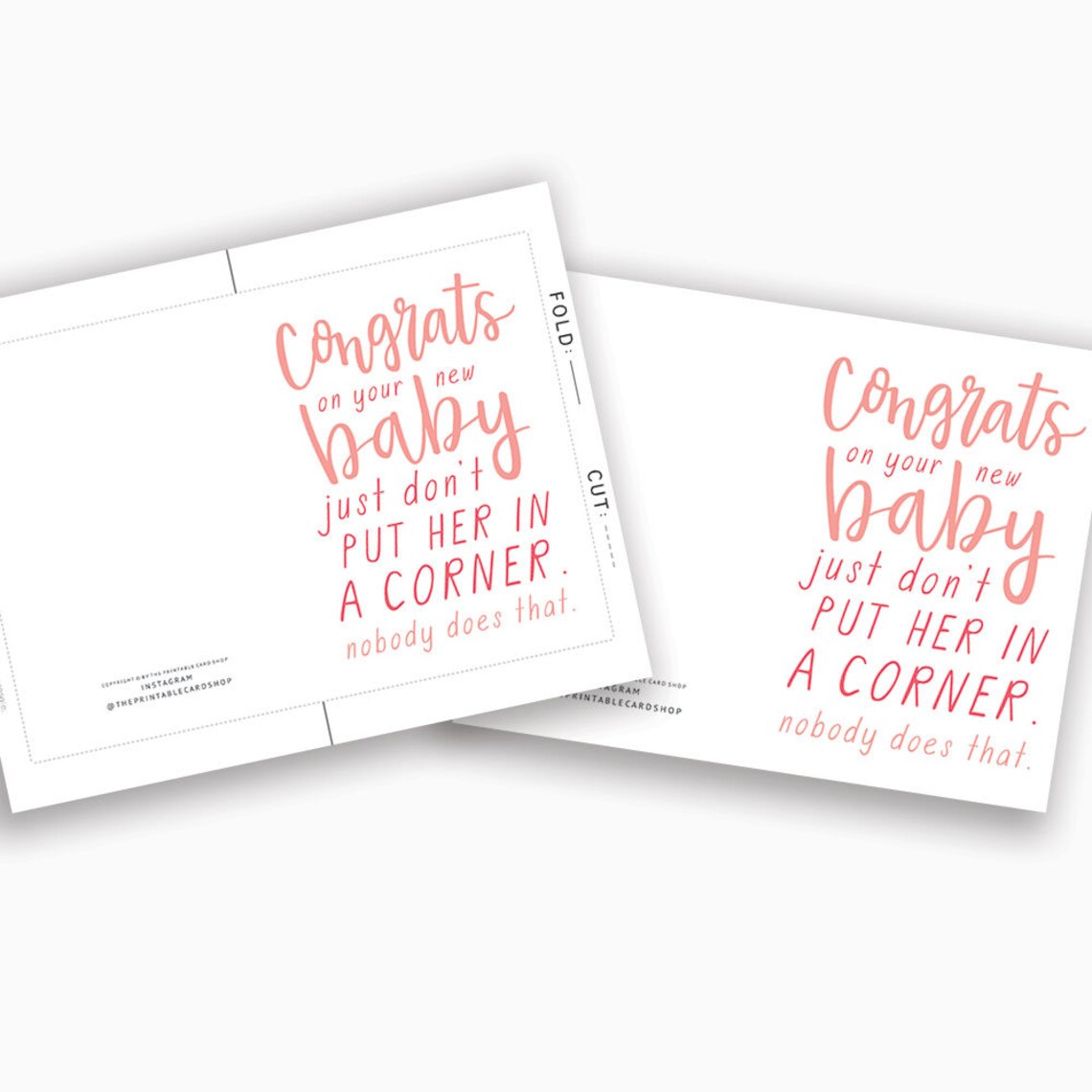 New Baby Girl Cards Instant Download Printable - Etsy
