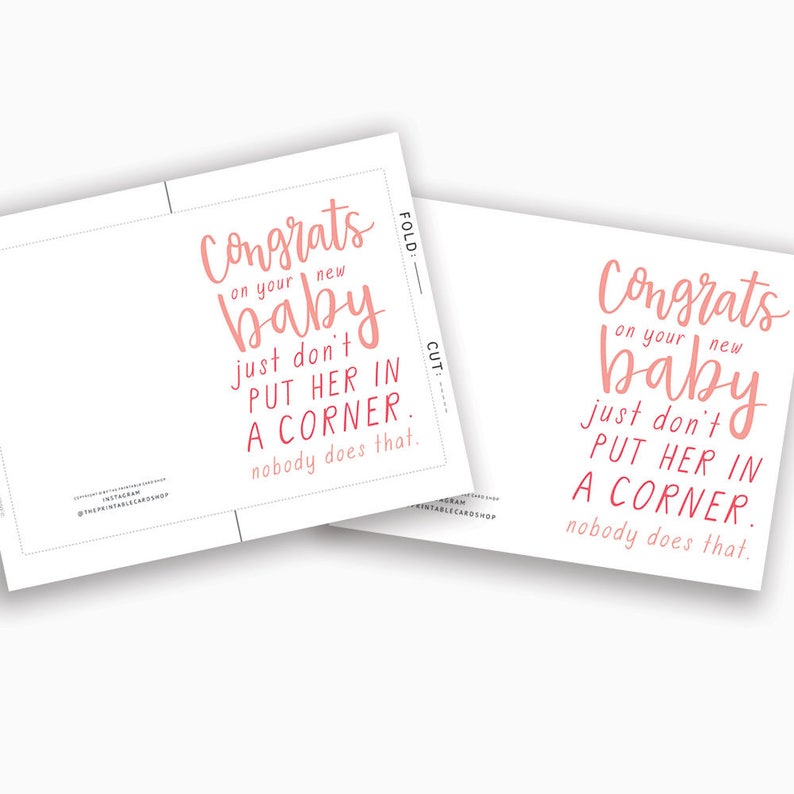 New Baby Girl Cards Instant Download Printable - Etsy
