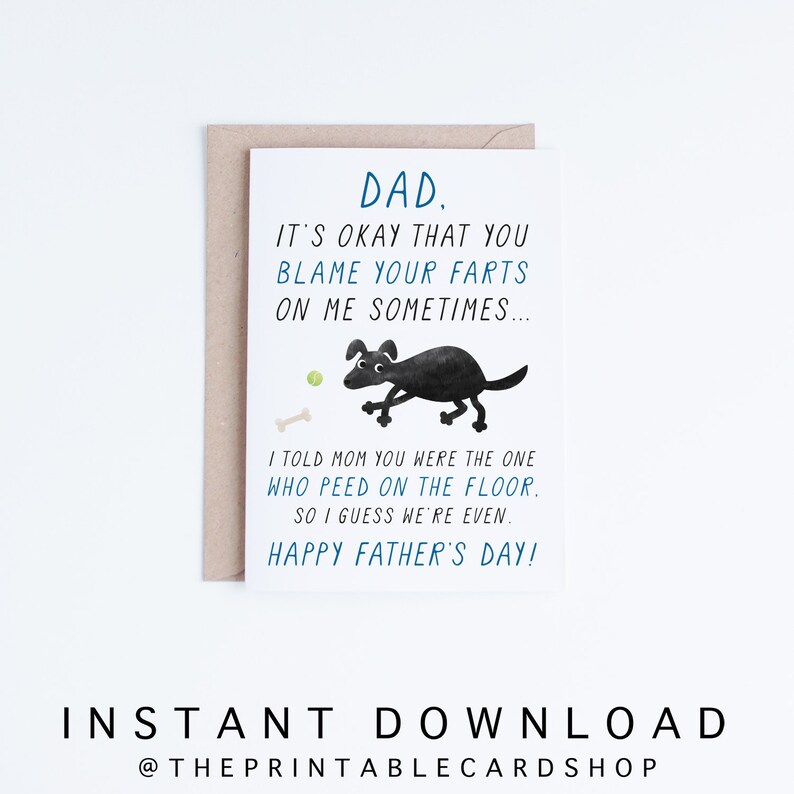 Pet Dad Printable Fathers Day Cards Instant Download Funny - Etsy