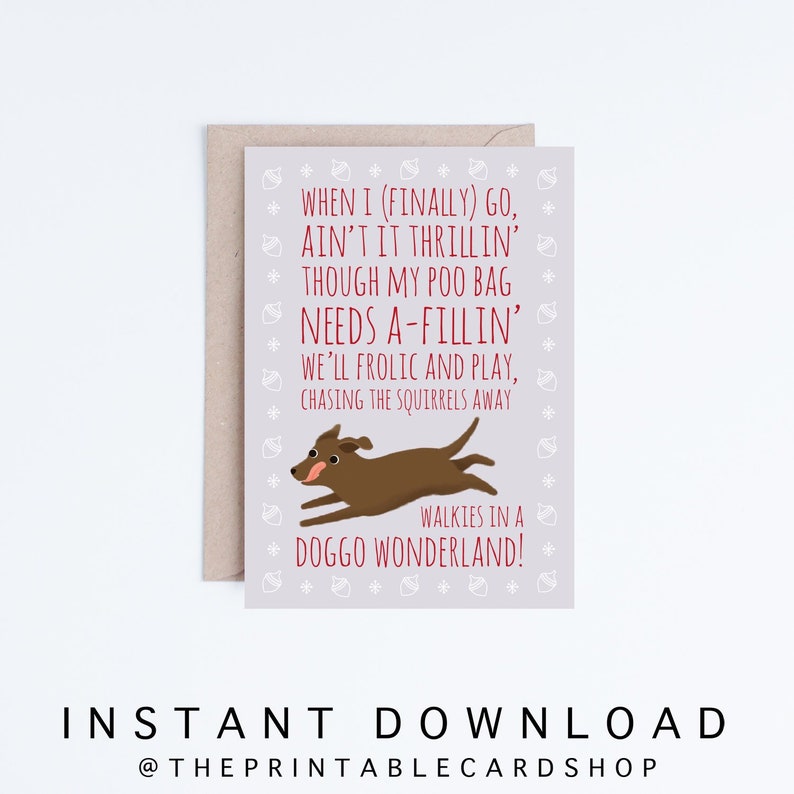 Pet Holiday Card, Printable Christmas Cards From the Dog, Funny Doggo Poem Christmas Card, Chocolate Lab, Brown Dog, Poo, Dog Lovers Gift image 1