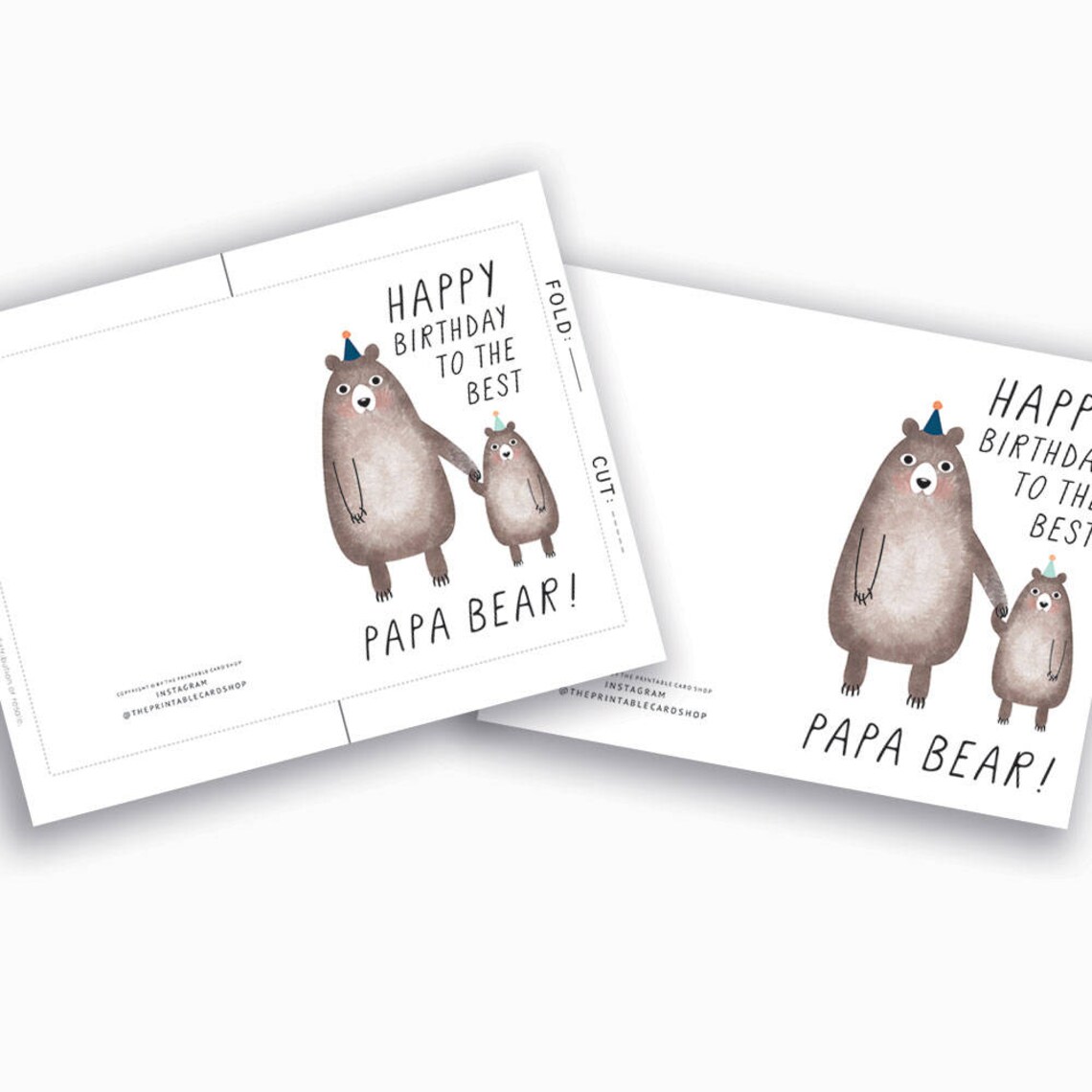 Birthday Cards for Dad Printable, Papa Bear Birthday Card Instant ...